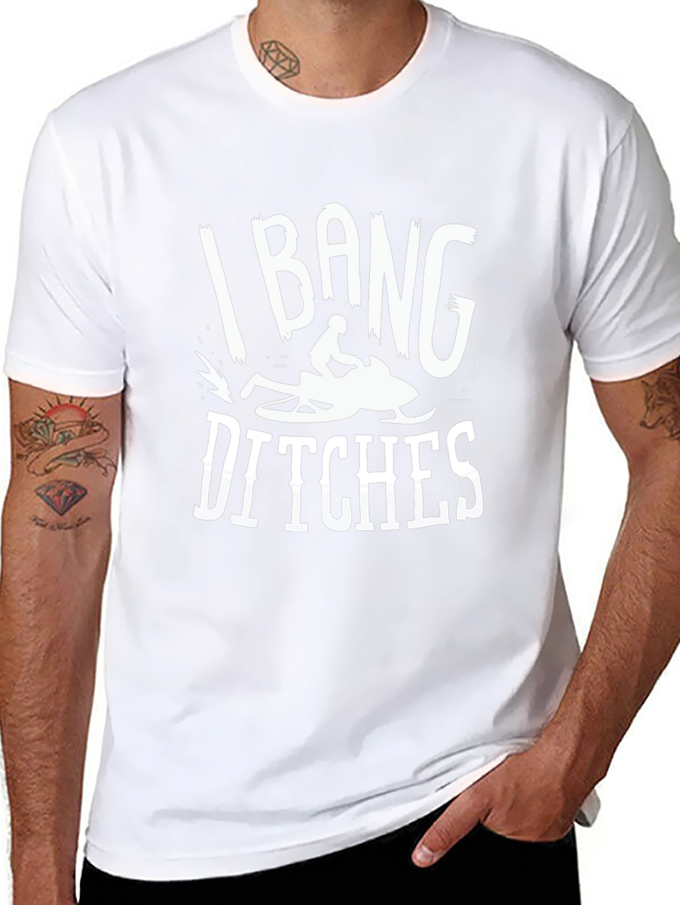 I Bang Ditches Snowmobiling Graphic Tee