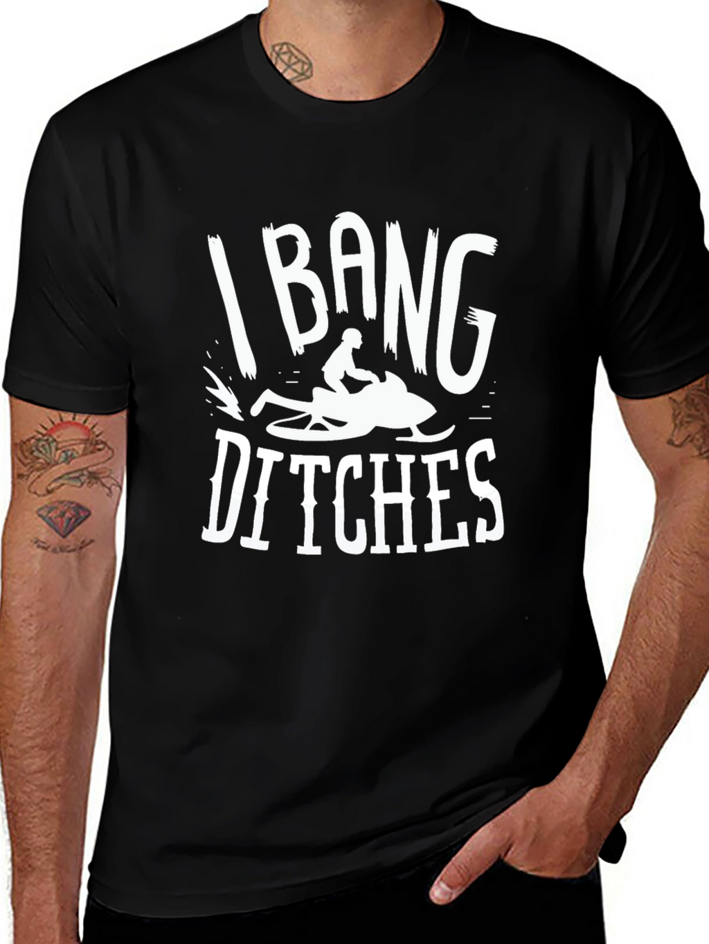 I Bang Ditches Snowmobiling Graphic Tee