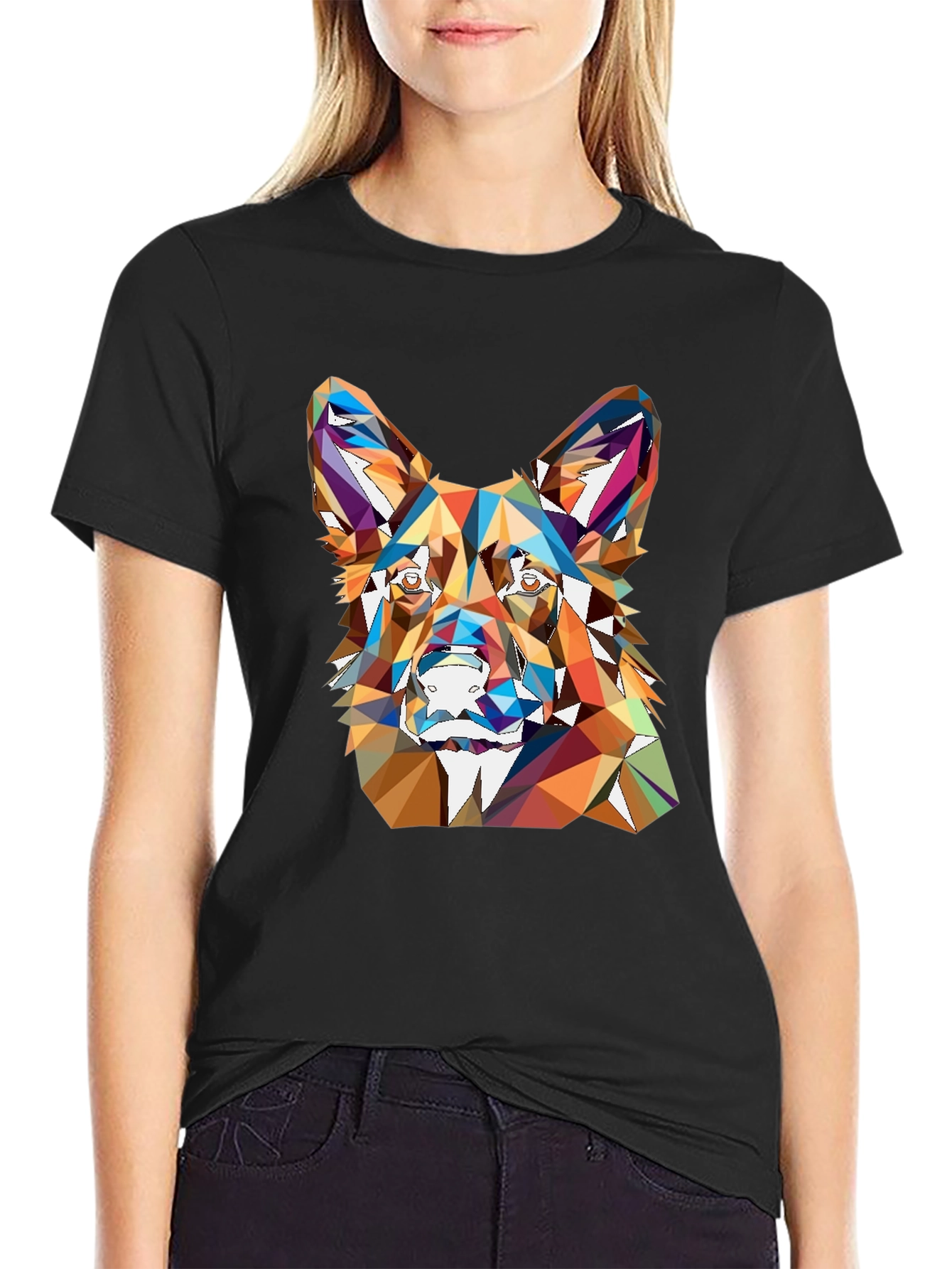 Geometric Dog Head Graphic T-Shirt
