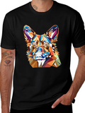 Geometric Dog Head Graphic T-Shirt