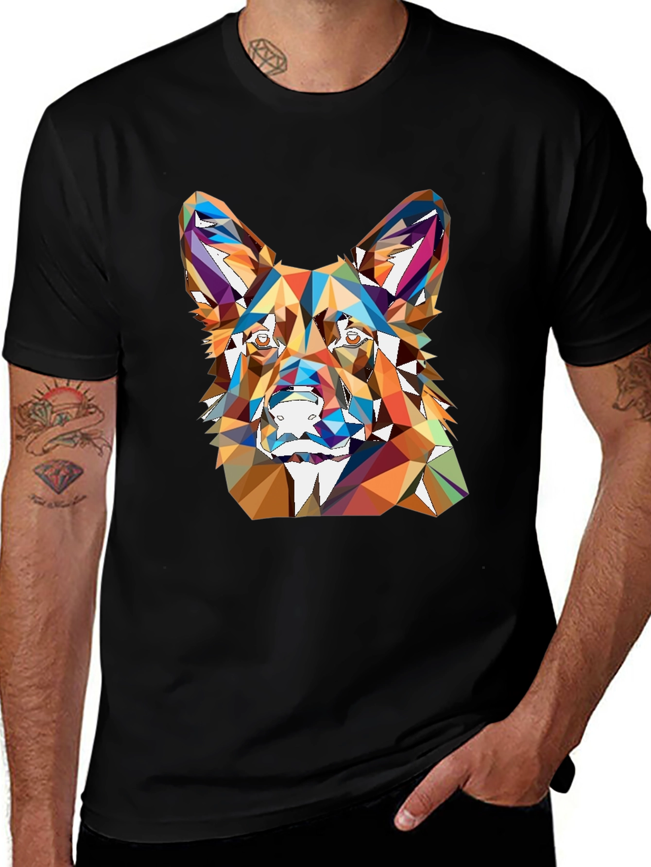 Geometric Dog Head Graphic T-Shirt