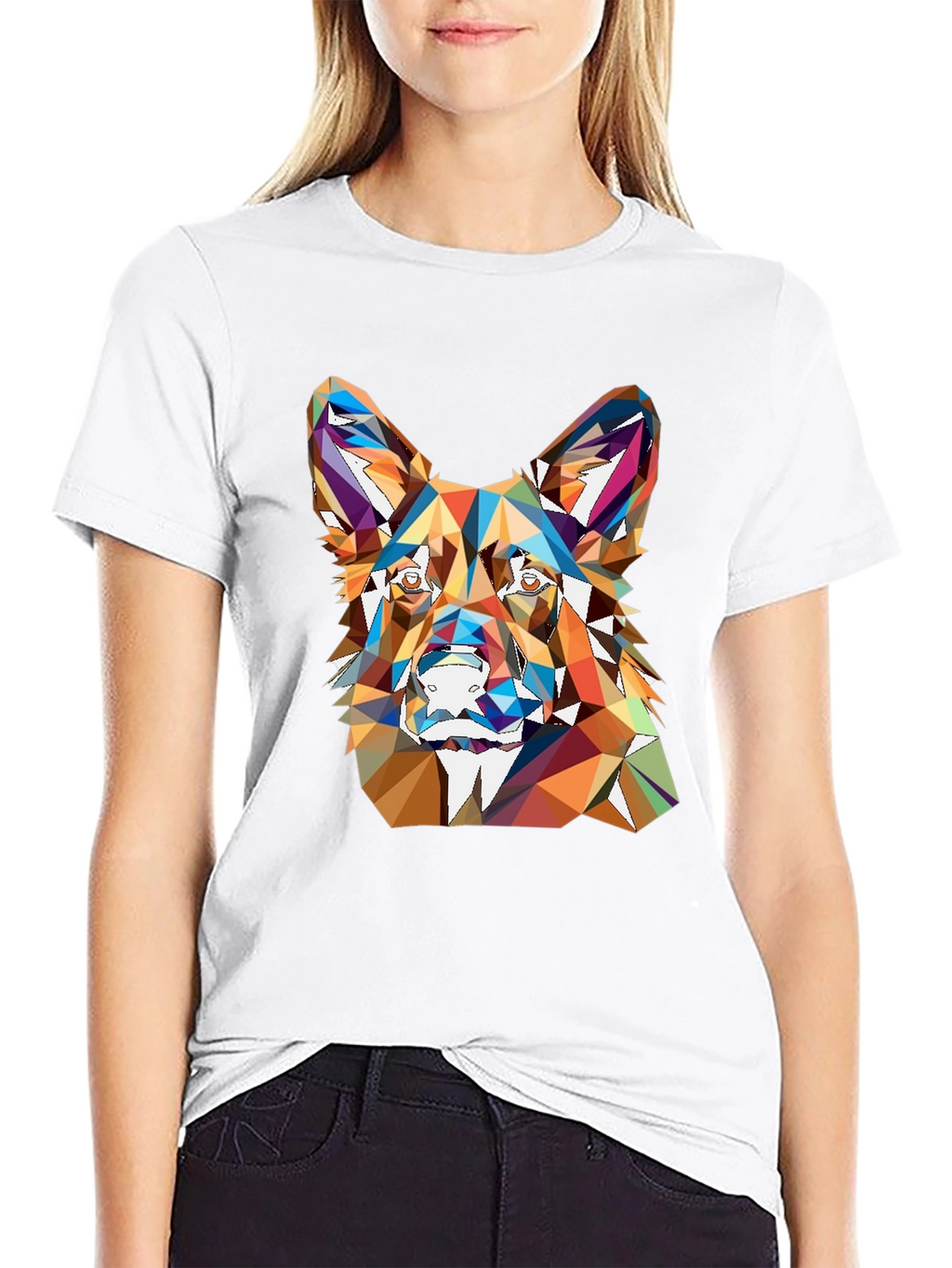 Geometric Dog Head Graphic T-Shirt