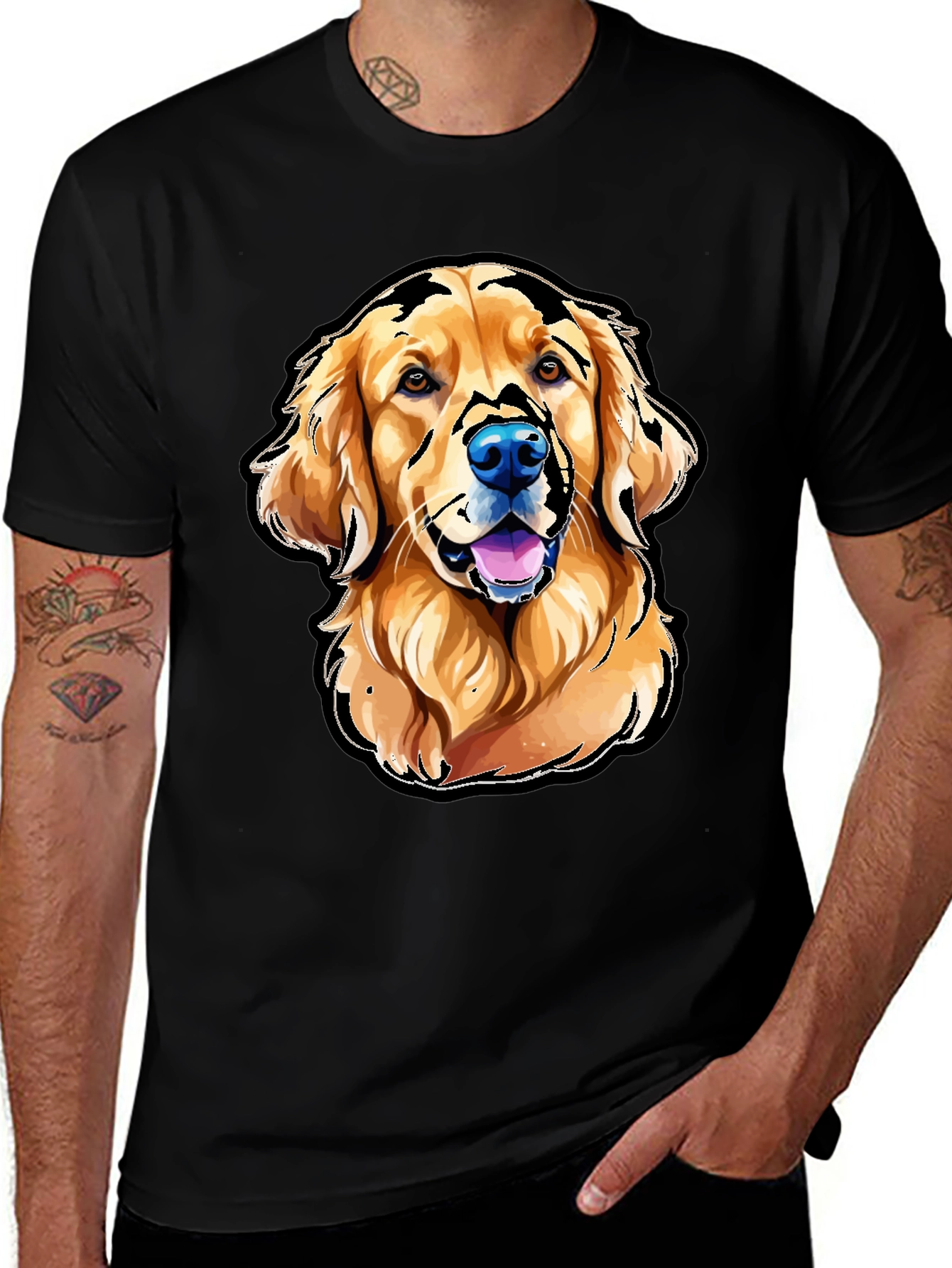 Golden Retriever Graphic T-Shirt - Black