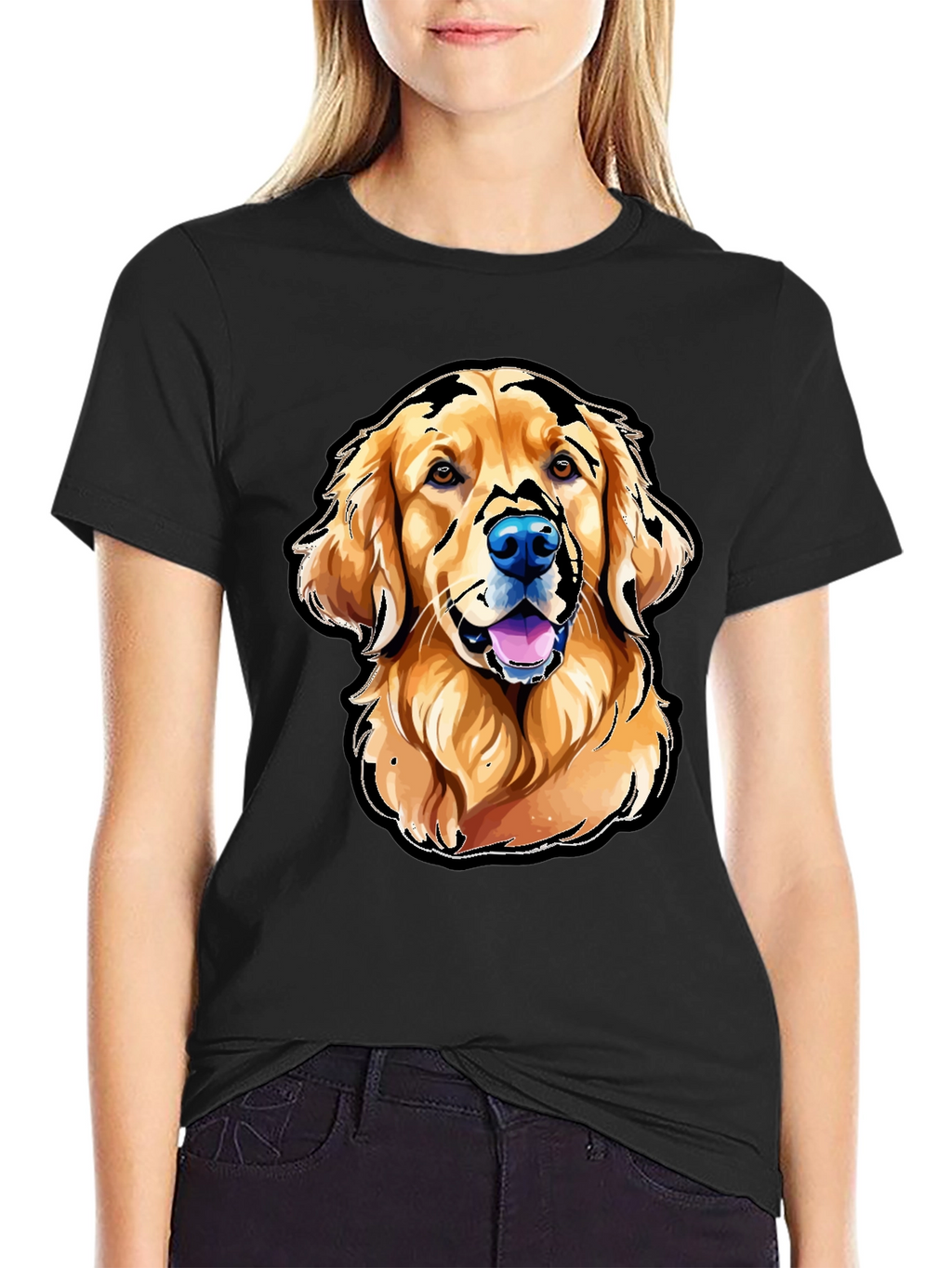Golden Retriever Graphic T-Shirt - Black