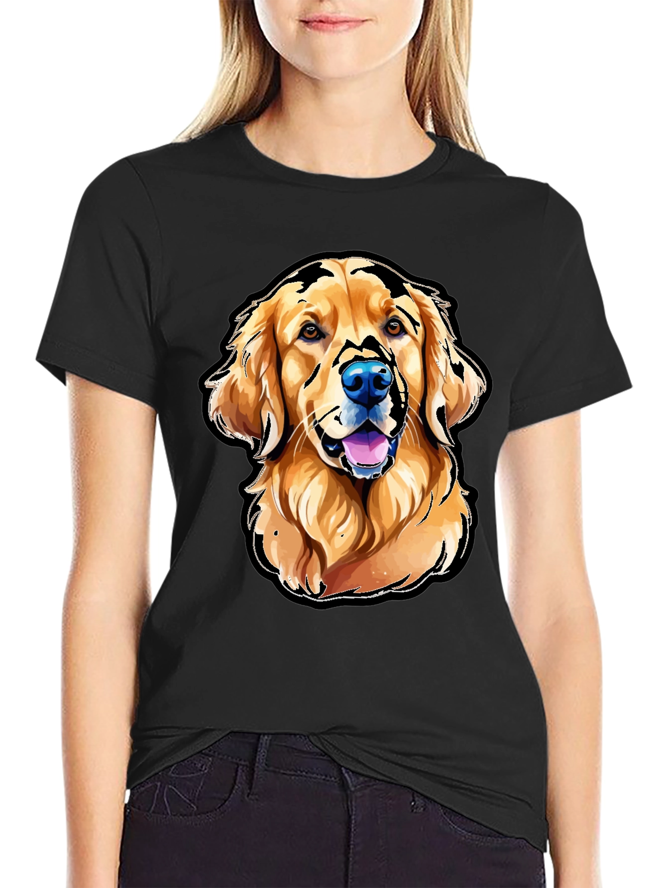 Golden Retriever Graphic T-Shirt - Black