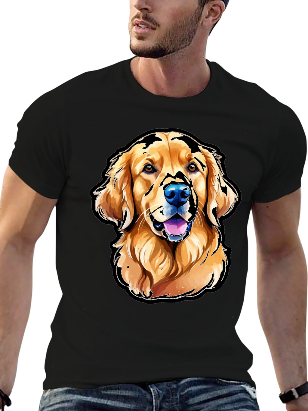 Golden Retriever Graphic T-Shirt - Black