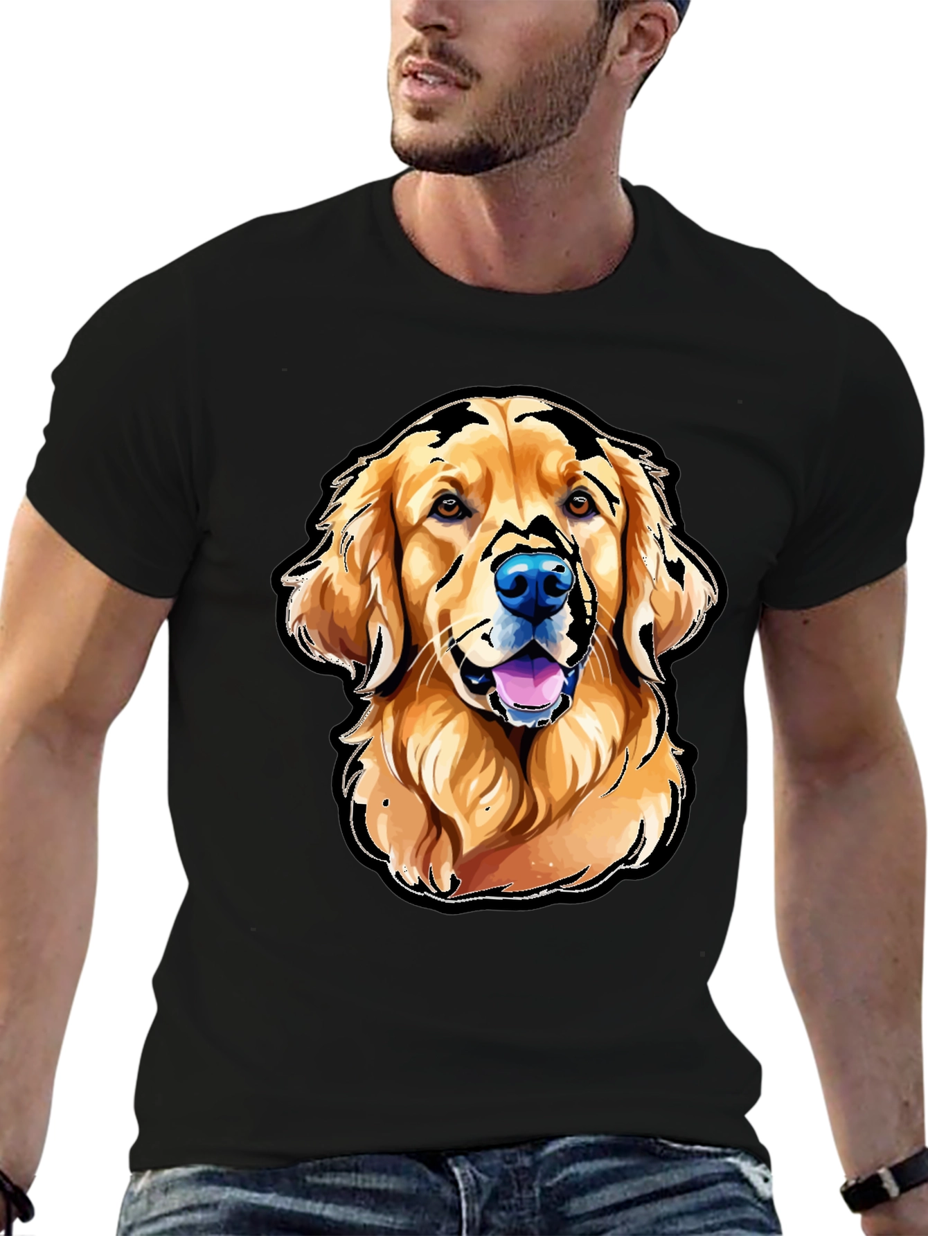 Golden Retriever Graphic T-Shirt - Black