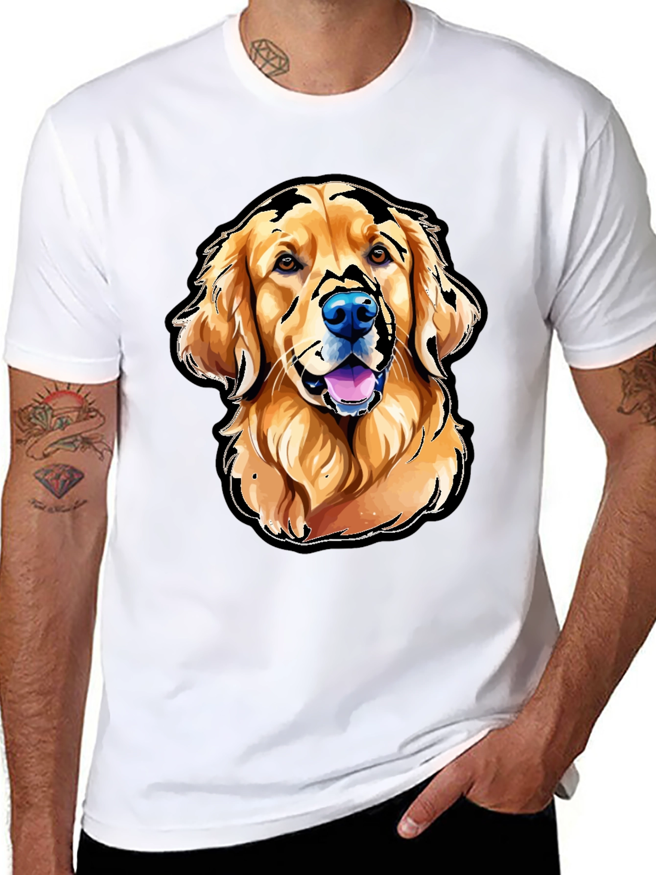 Golden Retriever Graphic T-Shirt - Black