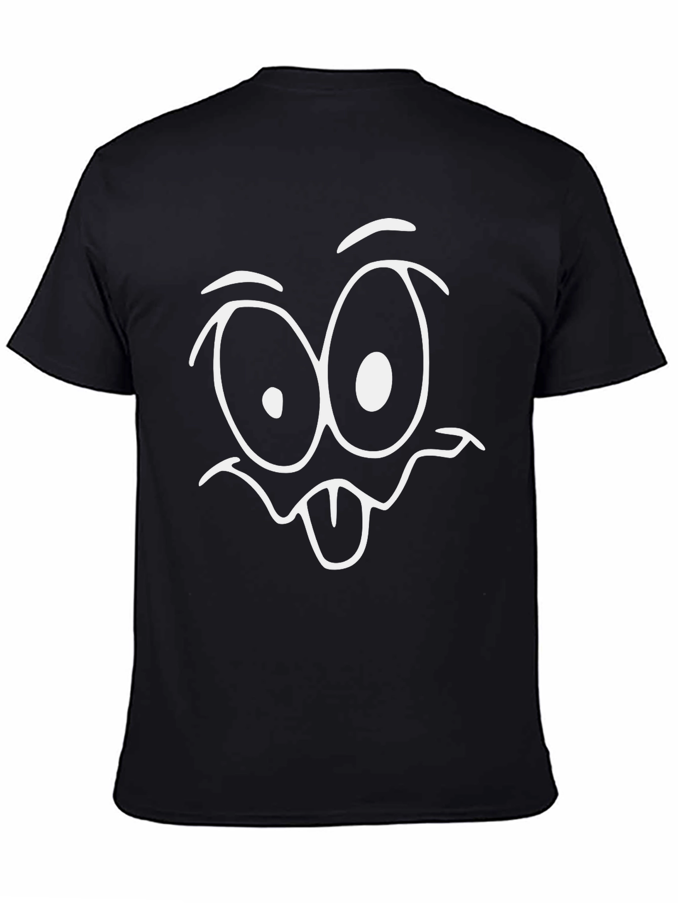 Funny Cartoon Face T-Shirt - Black Cotton Tee