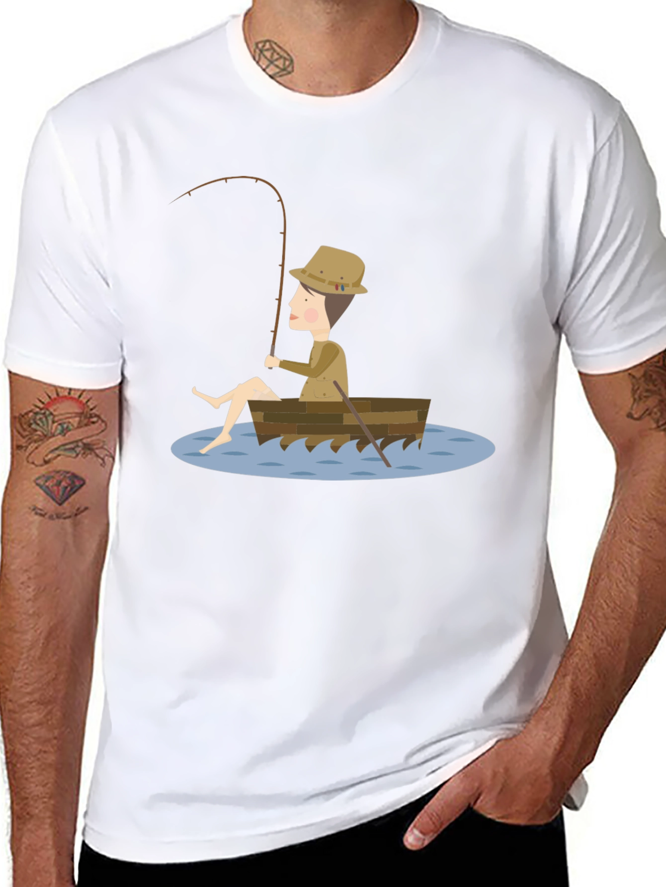 Fishing Cartoon Graphic Tee Shirt