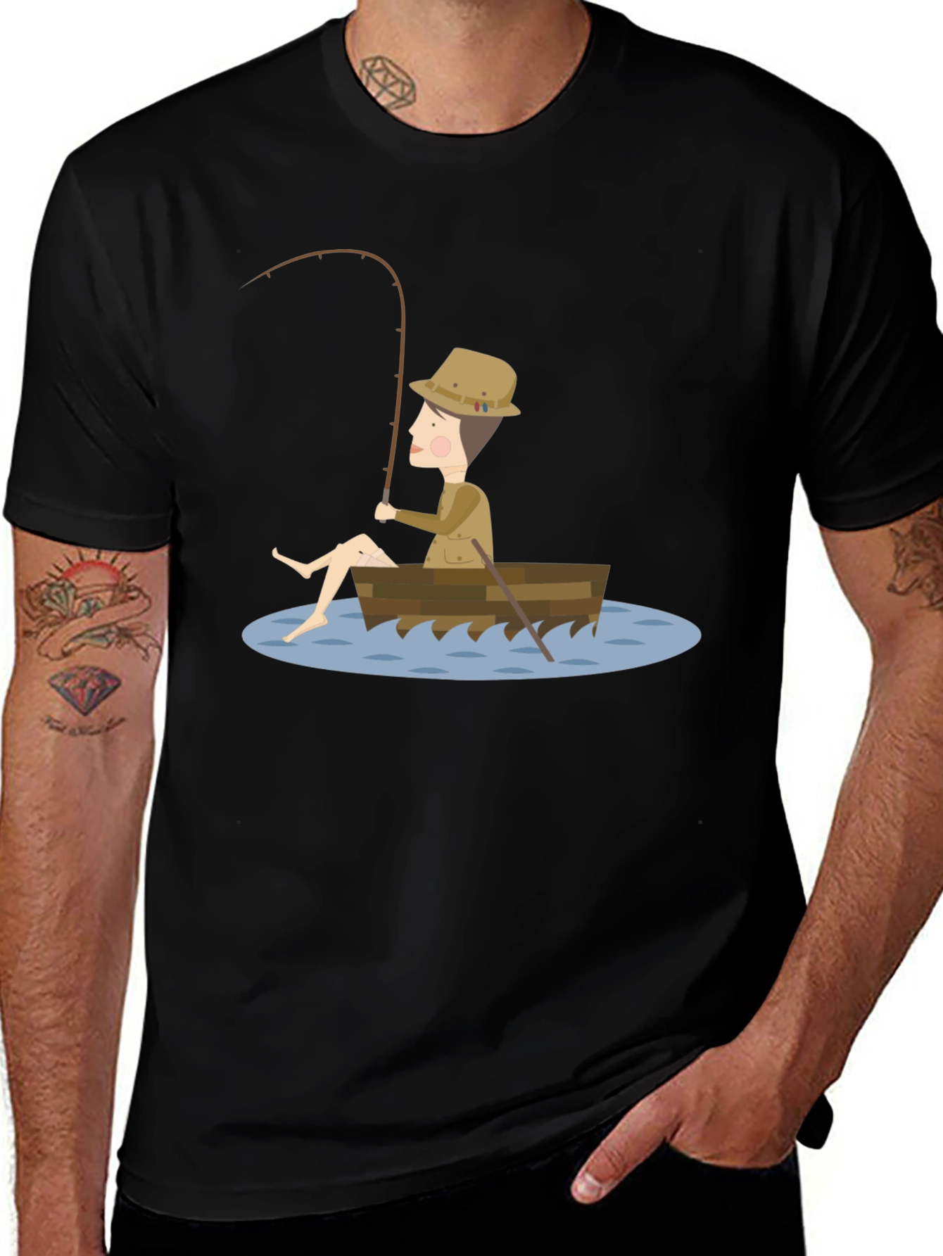 Fishing Cartoon Graphic Tee Shirt