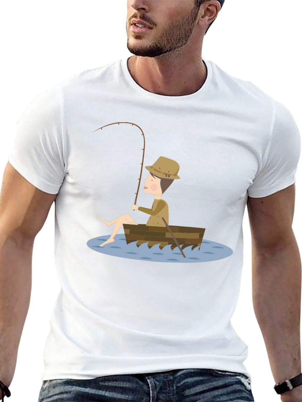 Fishing Cartoon Graphic Tee Shirt