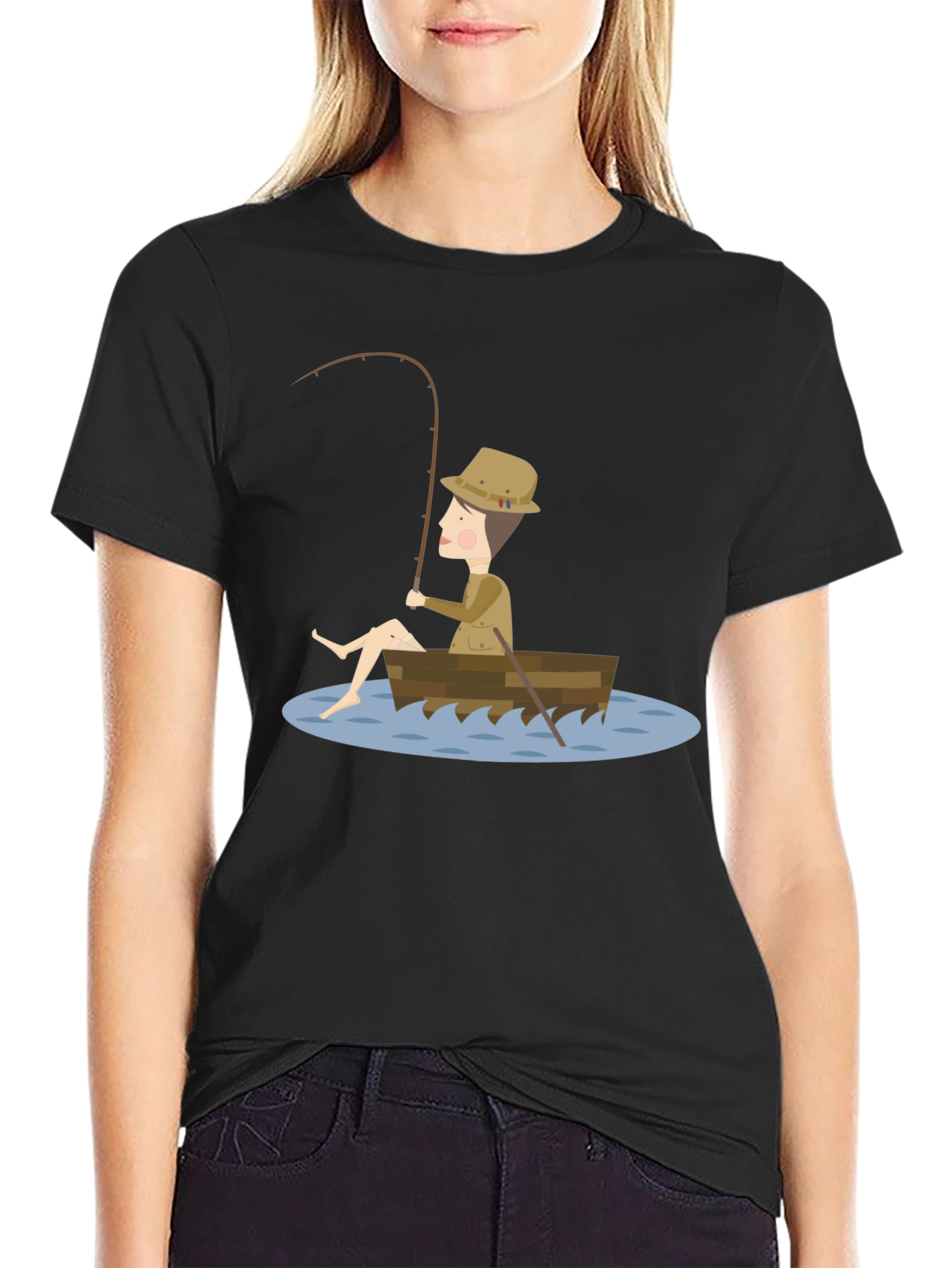 Fishing Cartoon Graphic Tee Shirt