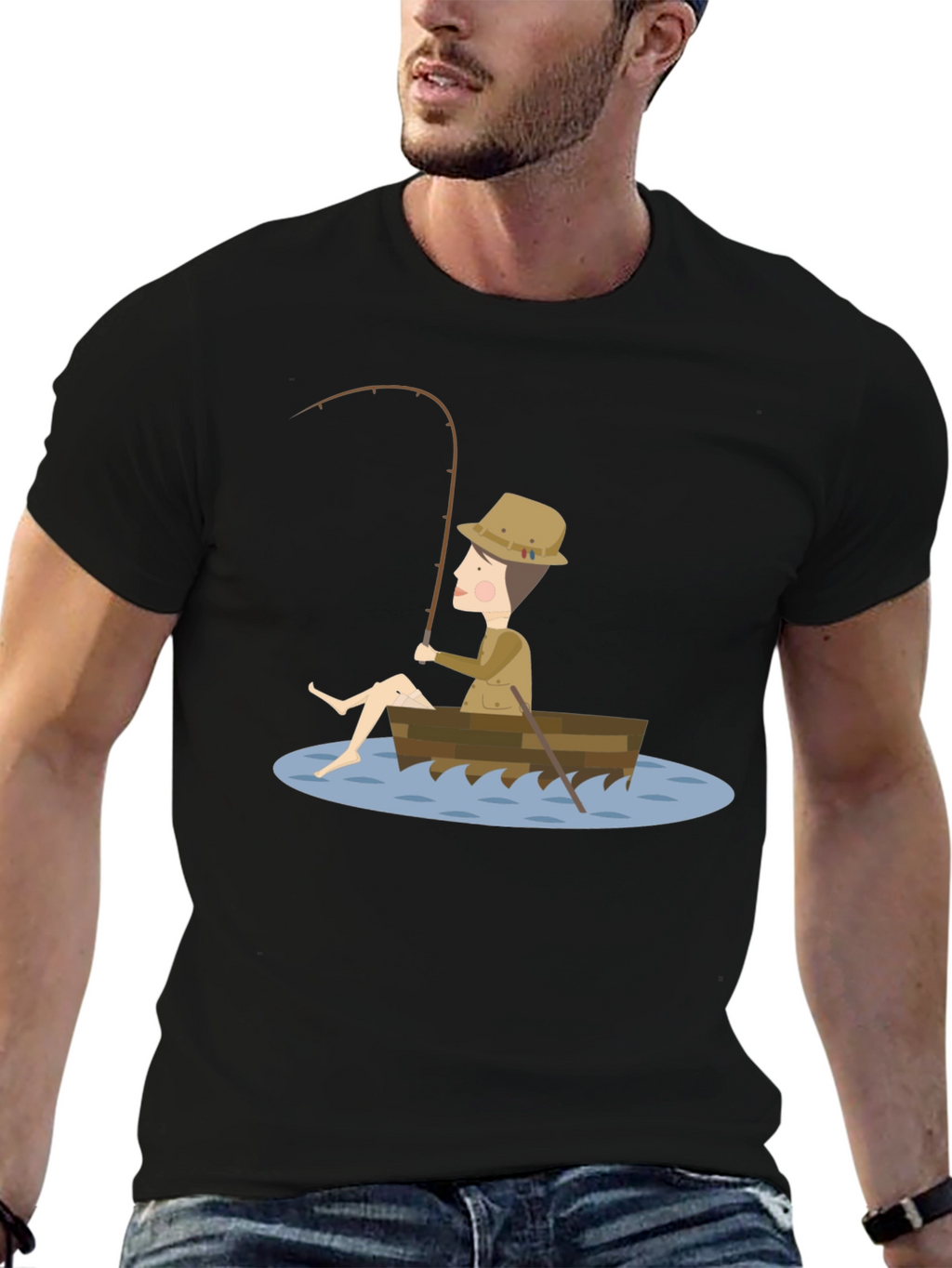 Fishing Cartoon Graphic Tee Shirt