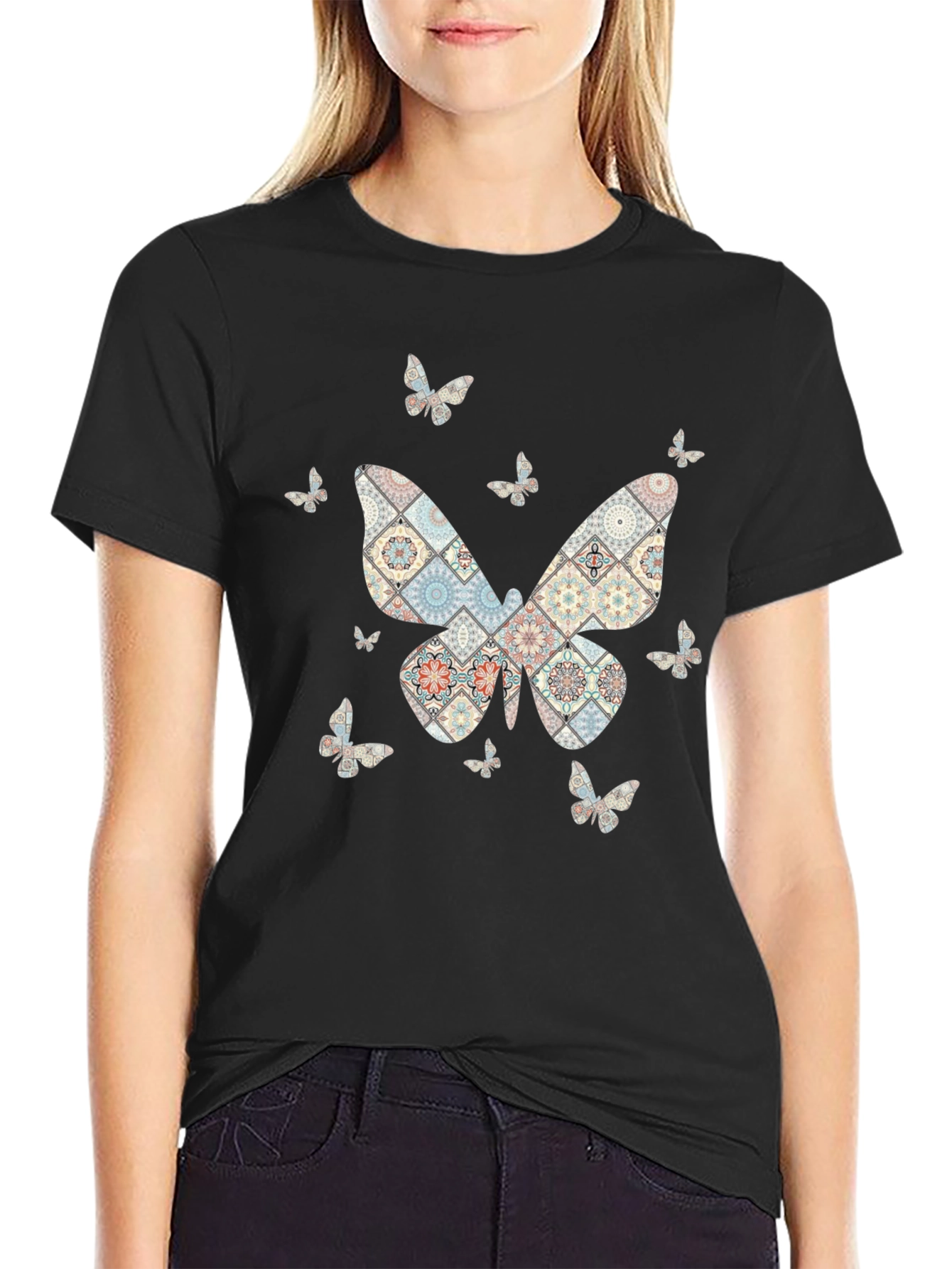 Butterfly Patterned T-Shirt