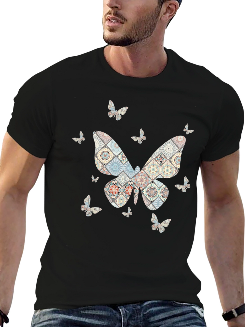 Butterfly Patterned T-Shirt