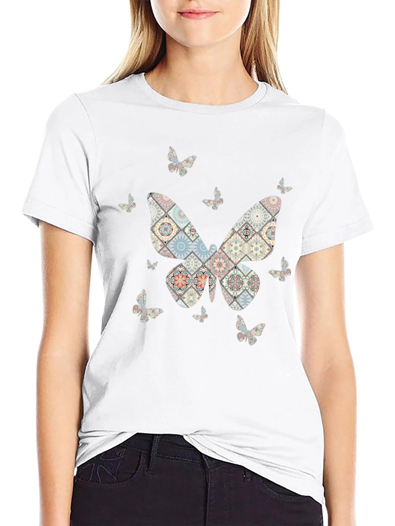 Butterfly Patterned T-Shirt