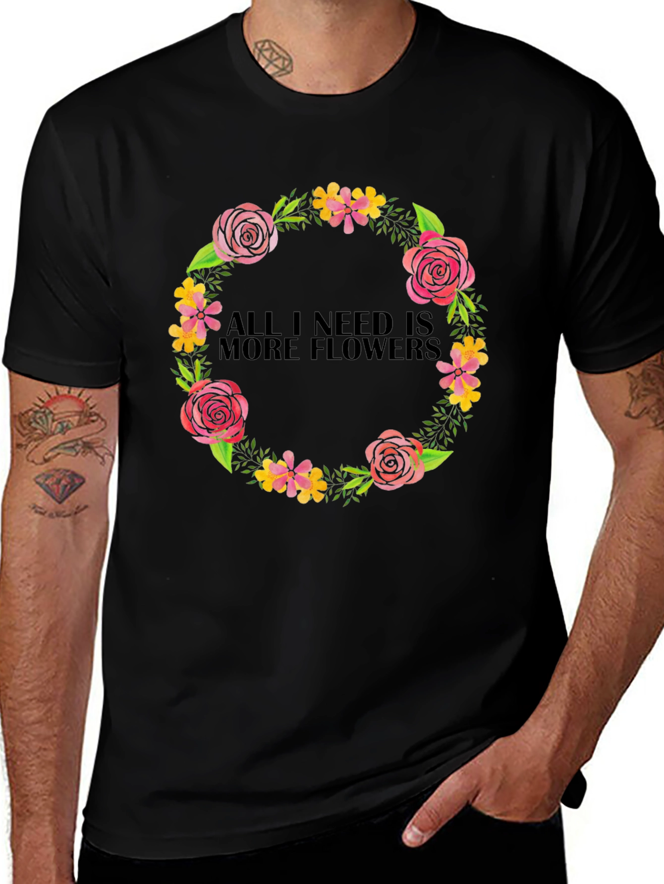 Floral Wreath T-Shirt - All I Need Is More Flowers