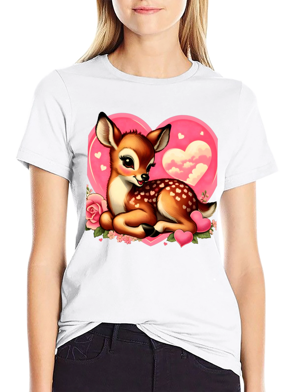 Cute Deer Valentines Day Graphic T-Shirt