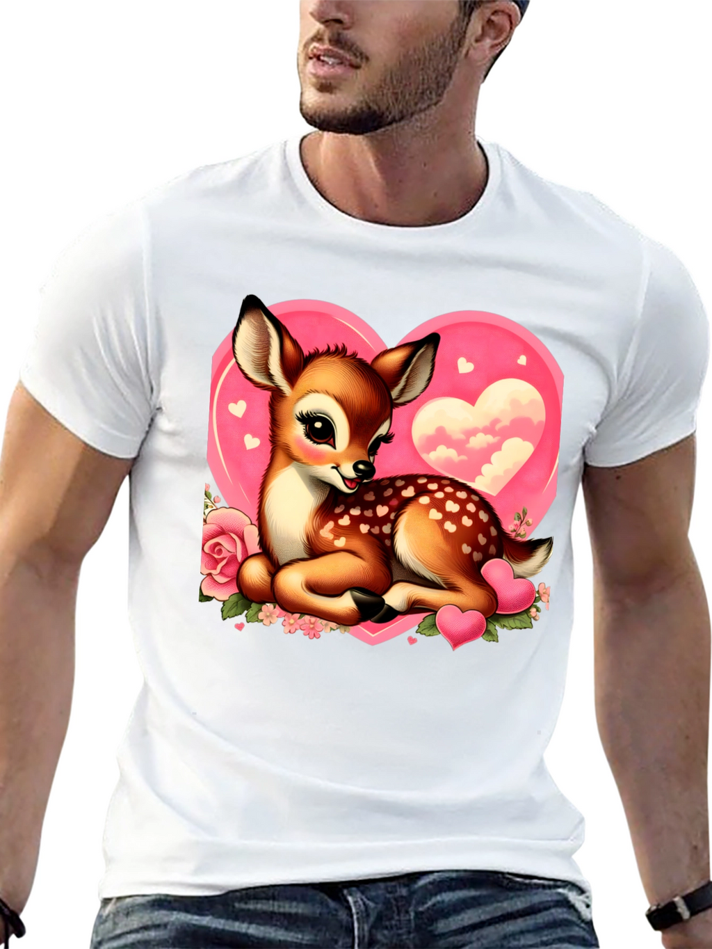 Cute Deer Valentines Day Graphic T-Shirt