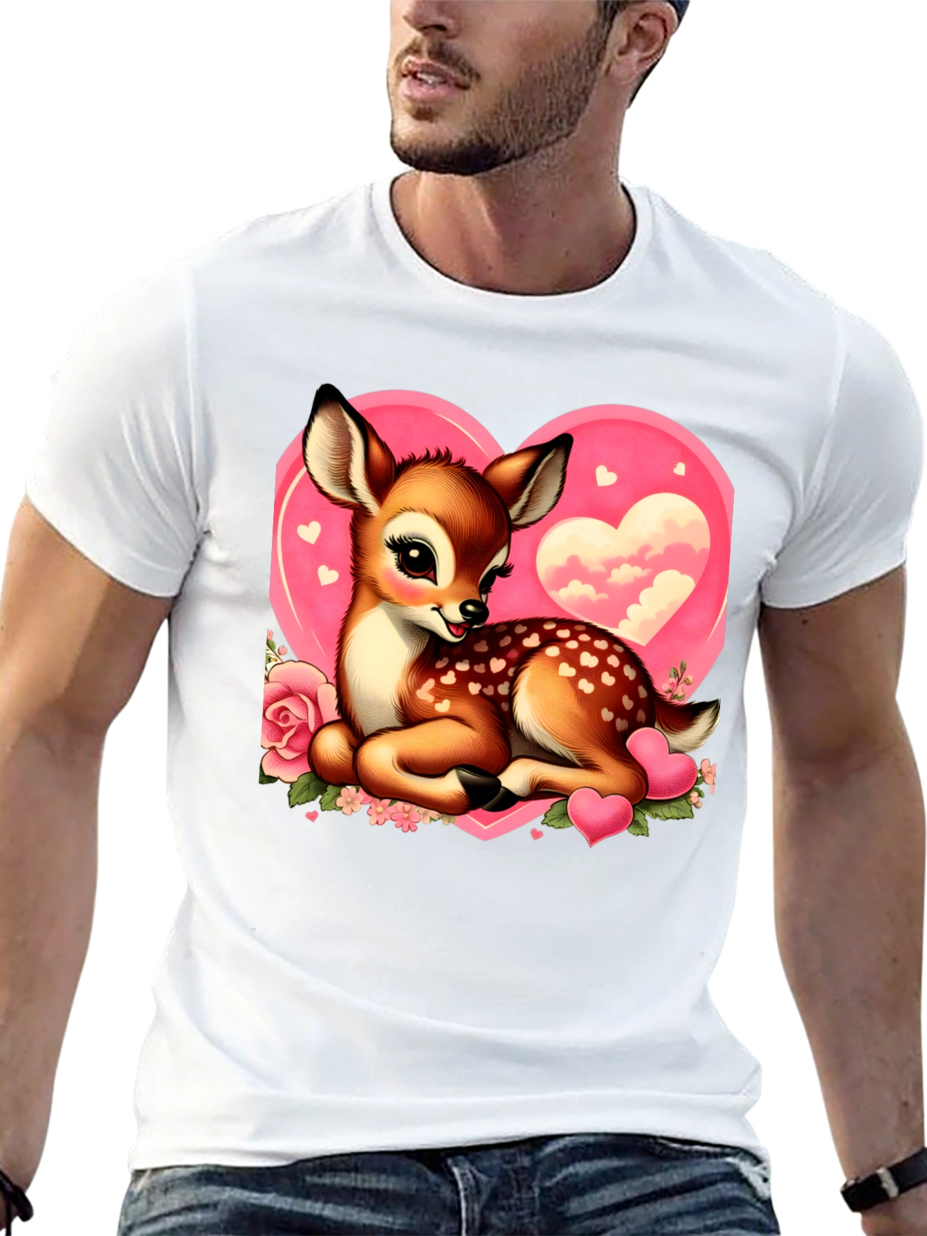 Cute Deer Valentines Day Graphic T-Shirt