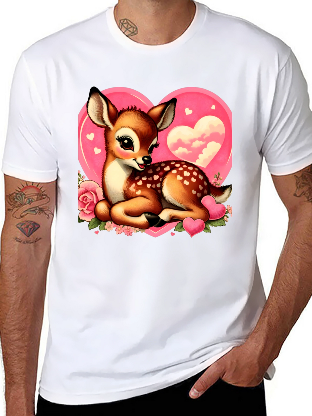 Cute Deer Valentines Day Graphic T-Shirt