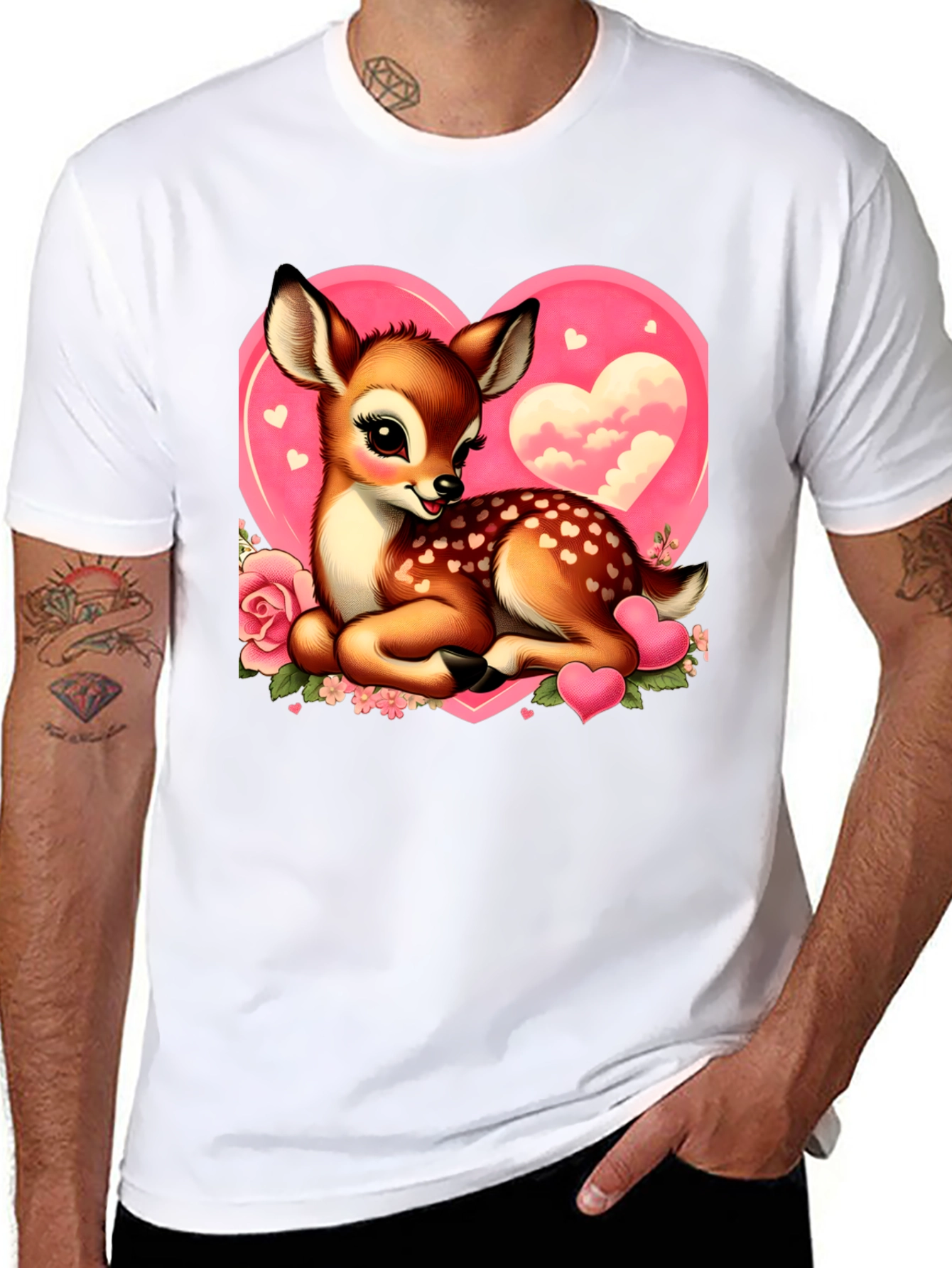 Cute Deer Valentines Day Graphic T-Shirt