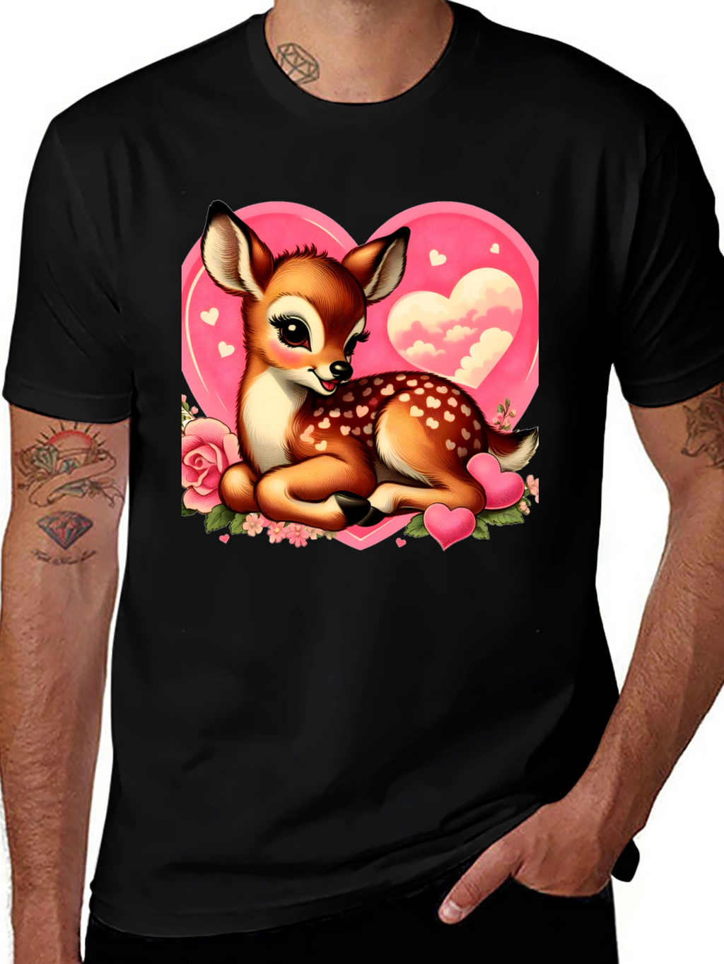 Cute Deer Valentines Day Graphic T-Shirt