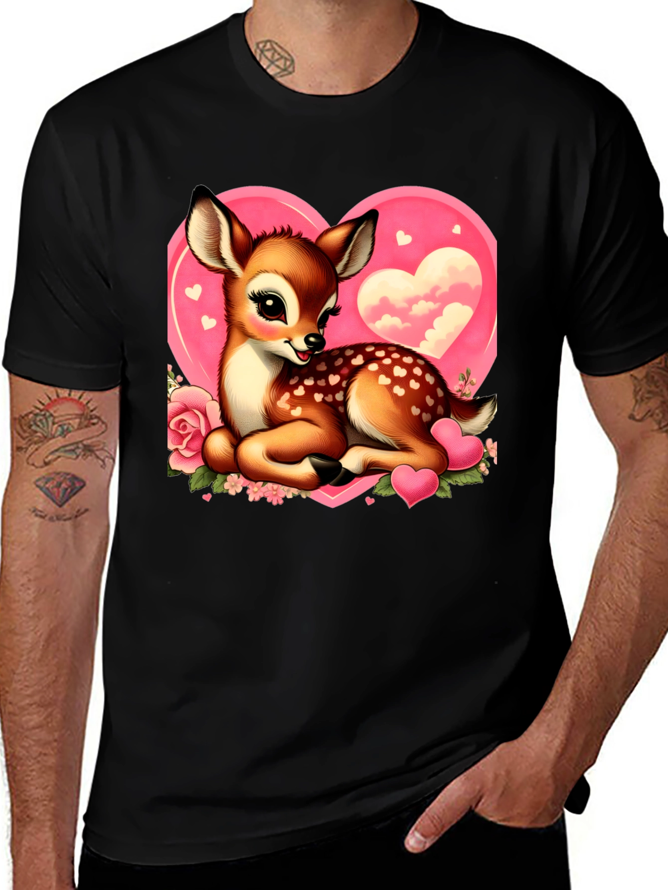 Cute Deer Valentines Day Graphic T-Shirt