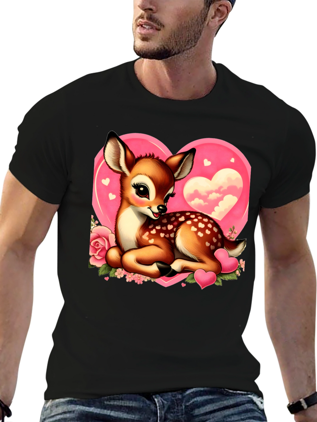 Cute Deer Valentines Day Graphic T-Shirt