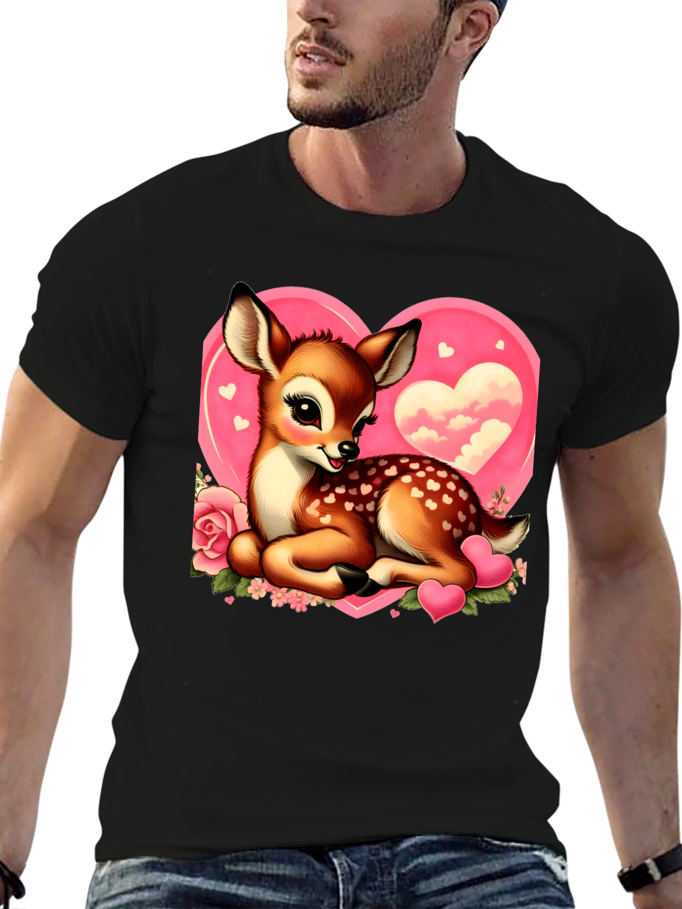 Cute Deer Valentines Day Graphic T-Shirt