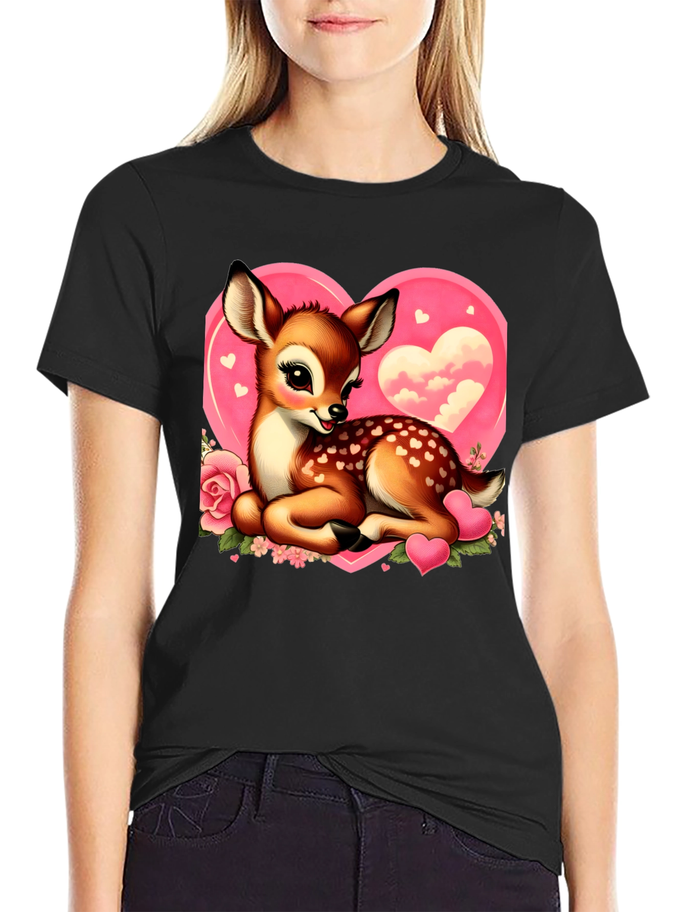 Cute Deer Valentines Day Graphic T-Shirt