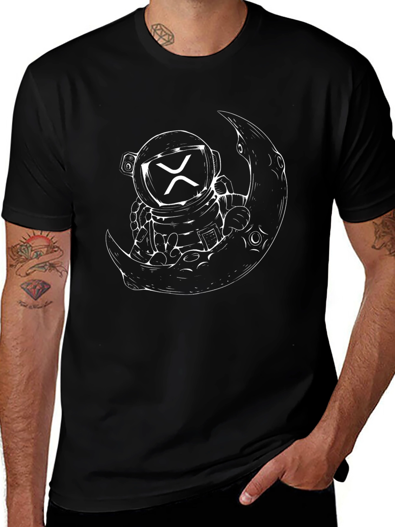 Astronaut Moon Graphic Tee - Stylish Space Design