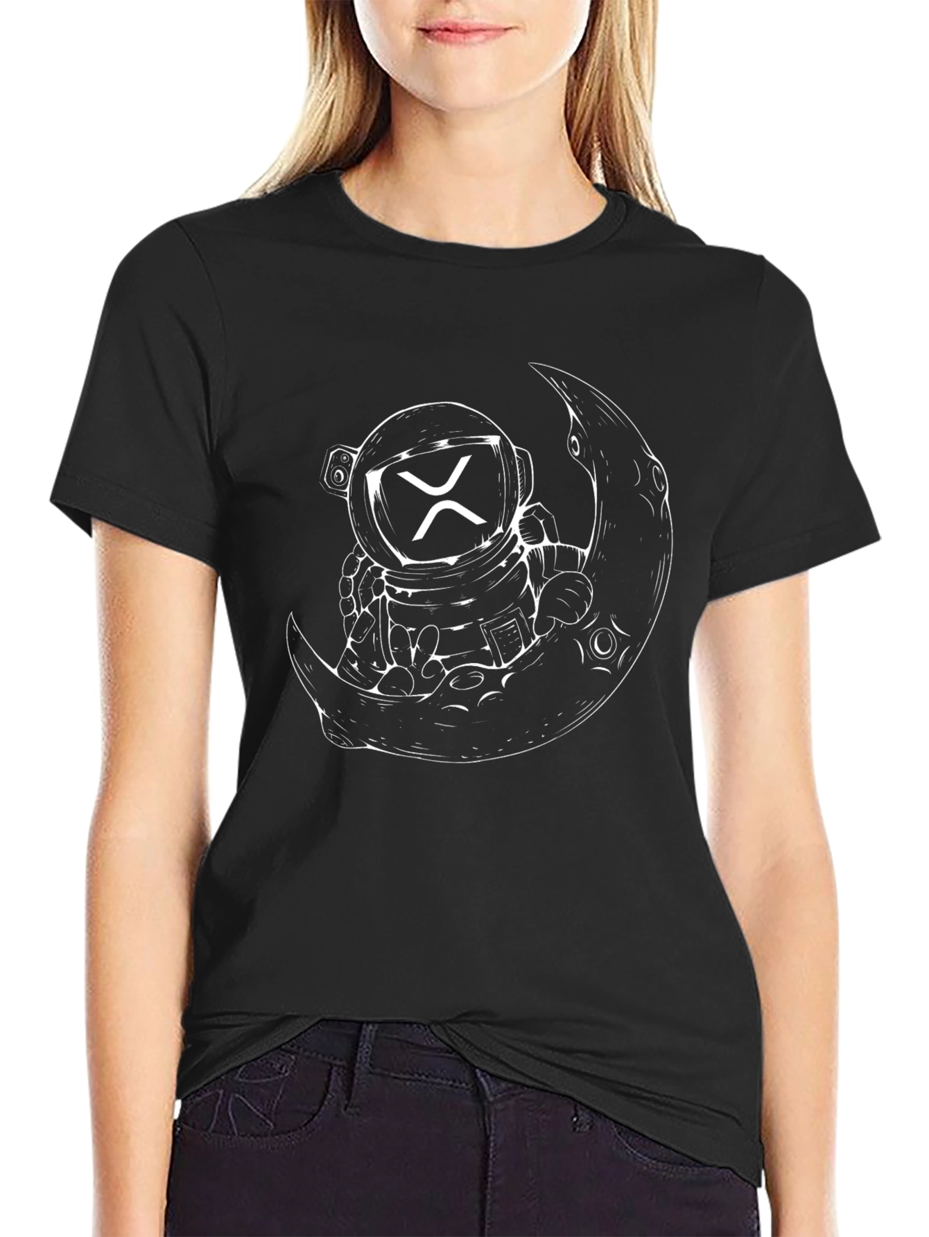 Astronaut Moon Graphic Tee - Stylish Space Design