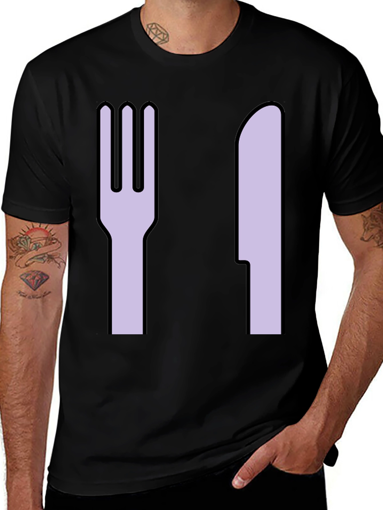 Fork and Knife Graphic Tee - Black