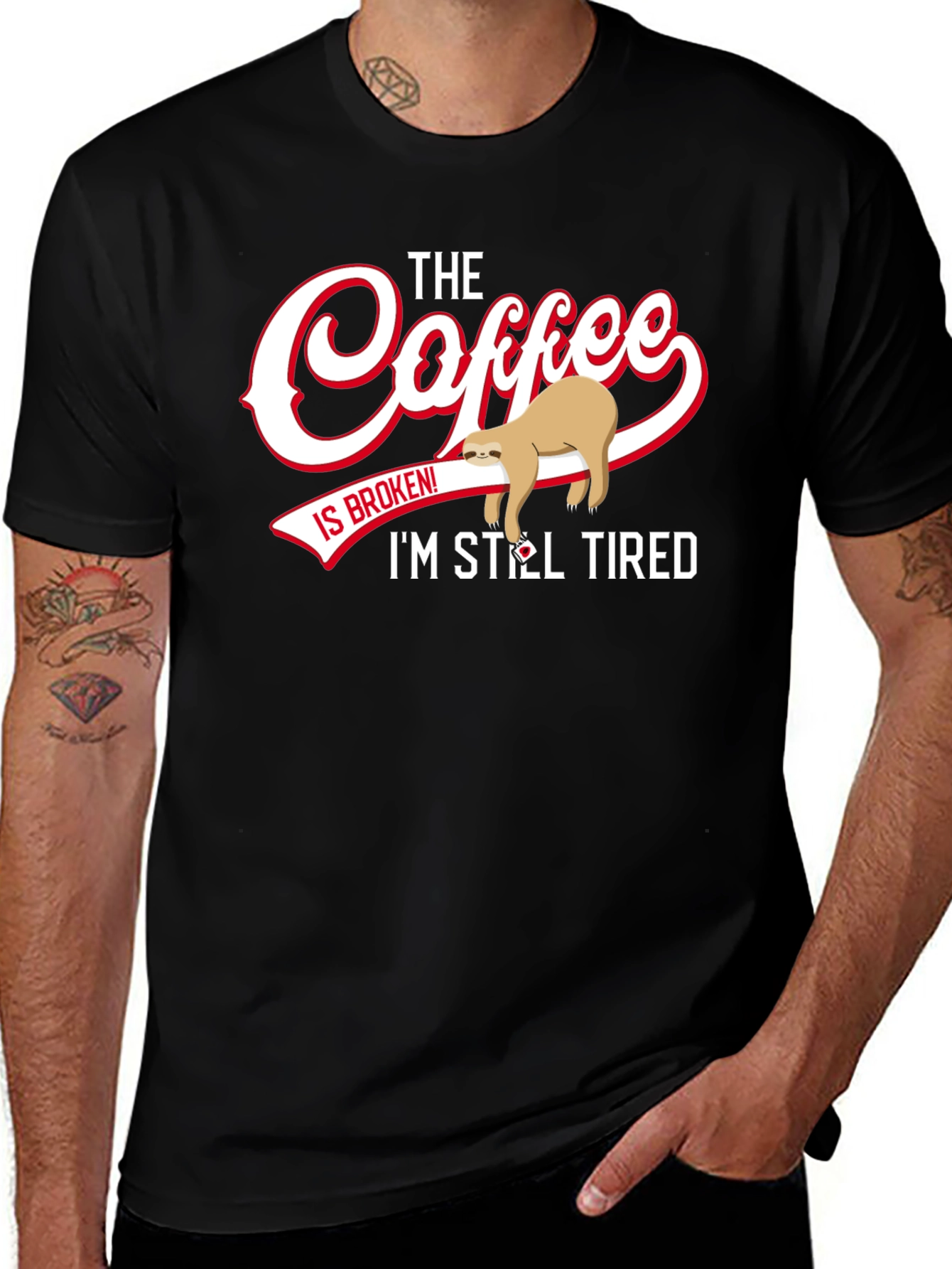 Funny Sloth Coffee T-Shirt - Still Tired Graphic Tee