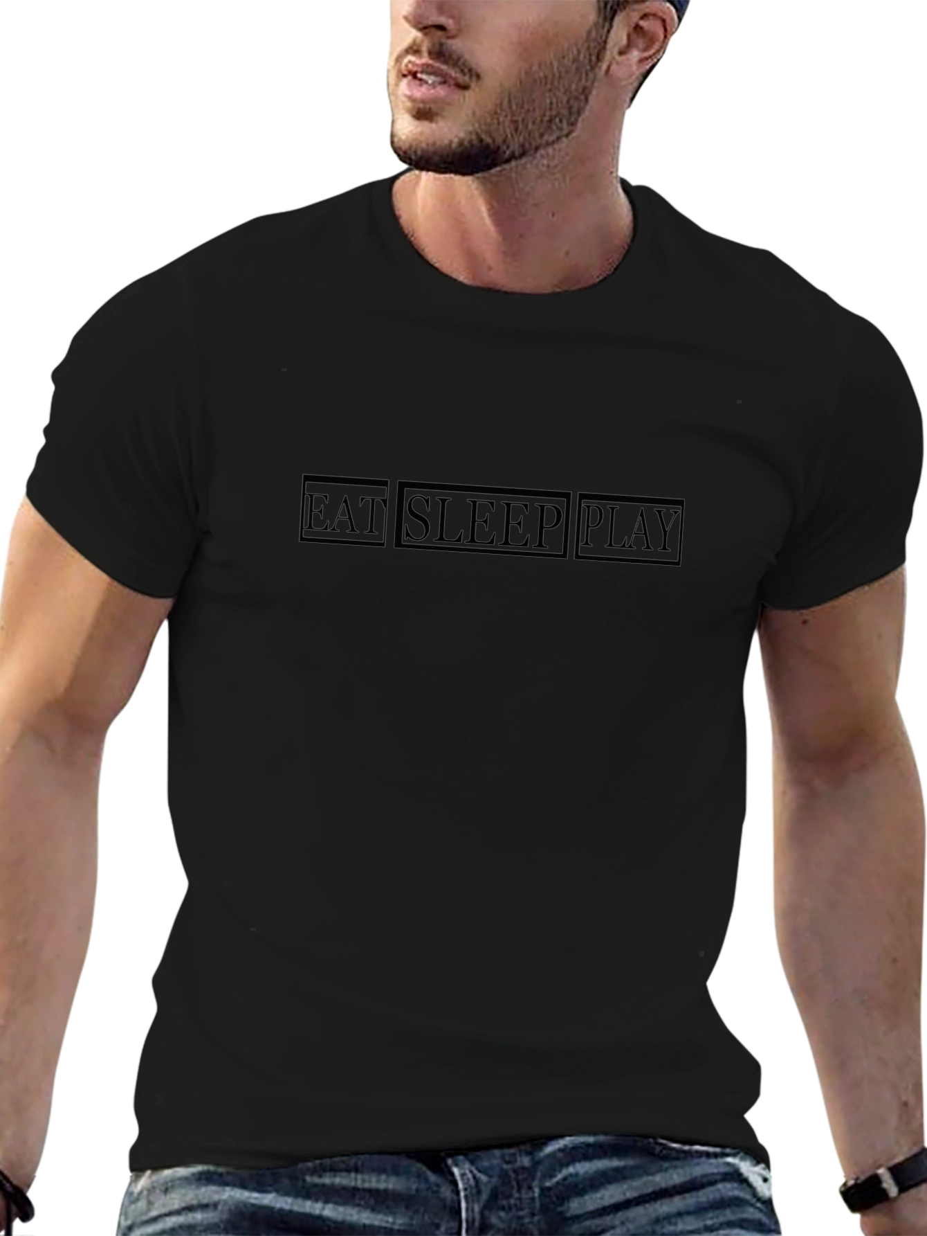 Eat Sleep Play Black Graphic Tee