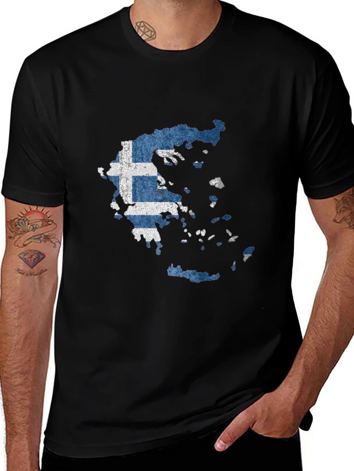 Greece Flag Map T-Shirt - Patriotic Greek Pride