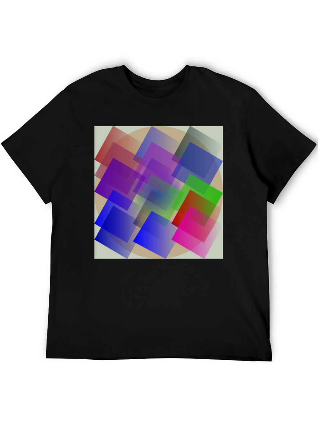 Abstract Geometric Square Design Black T-Shirt