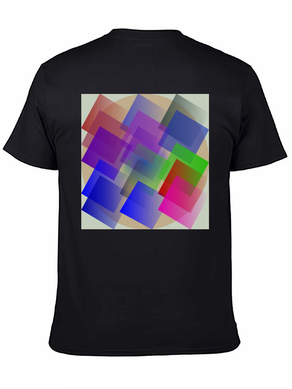 Abstract Geometric Square Design Black T-Shirt