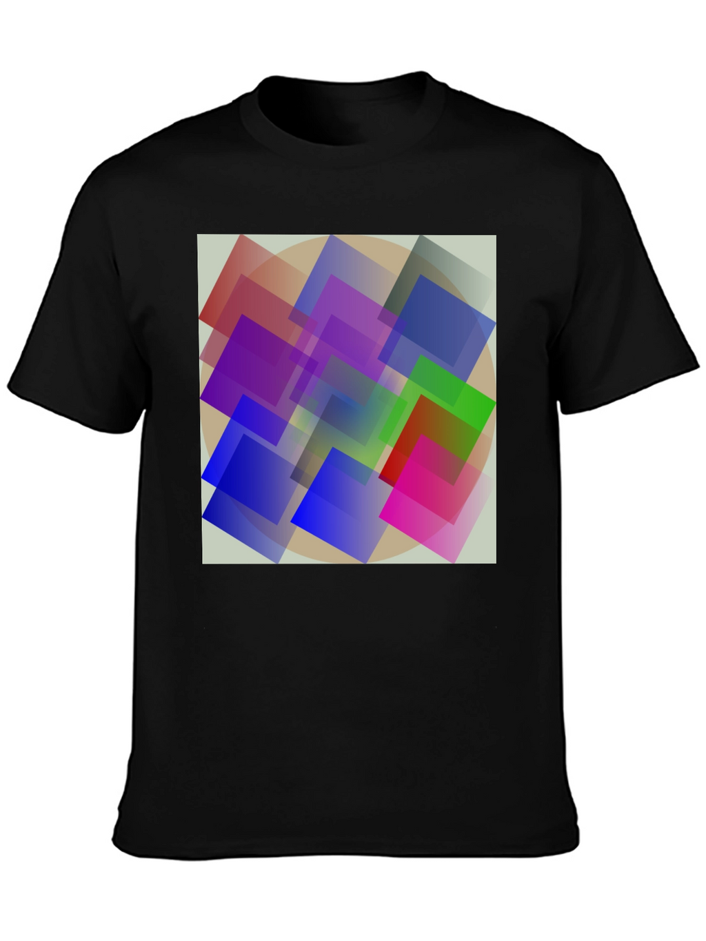 Abstract Geometric Square Design Black T-Shirt