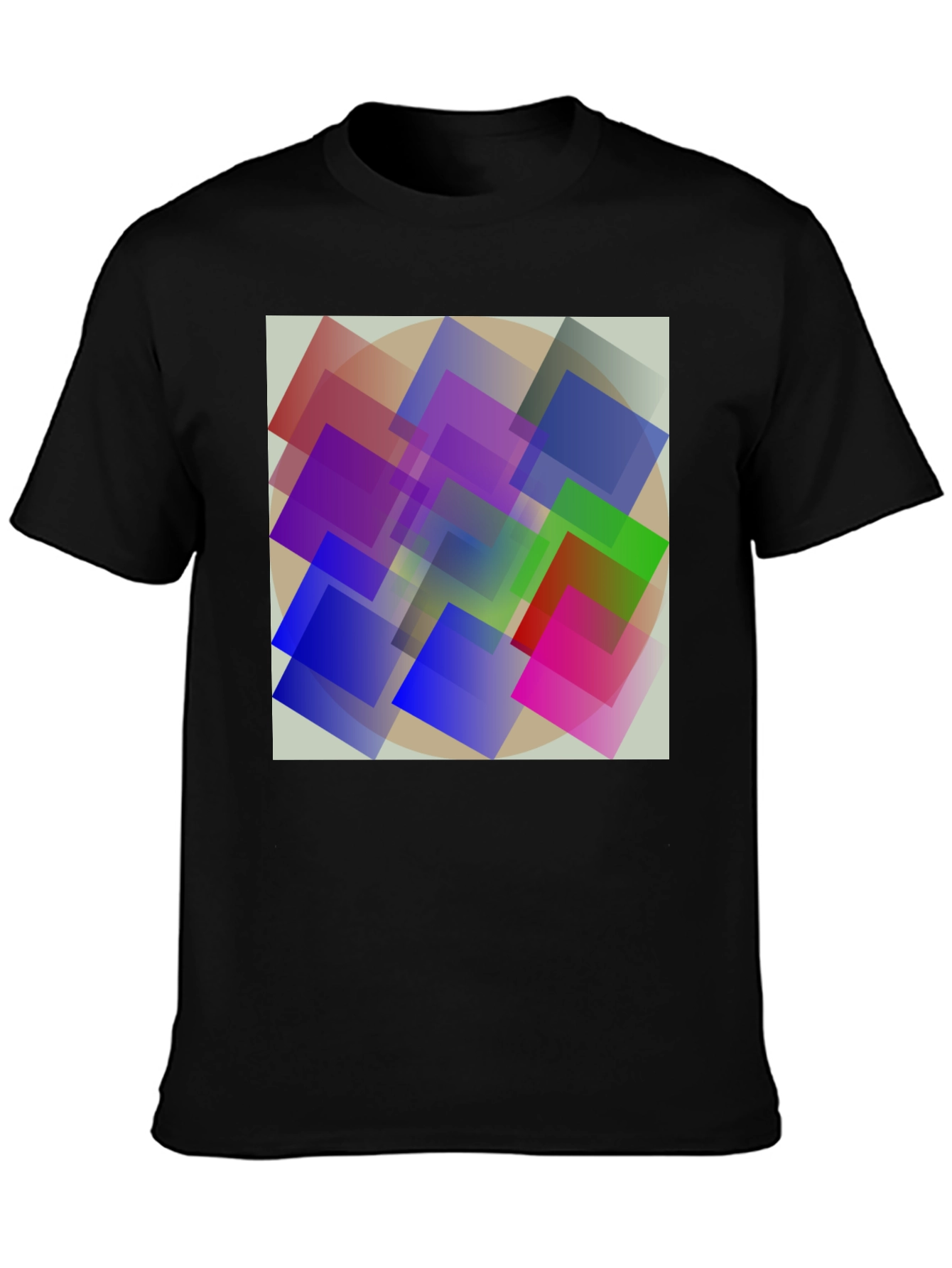Abstract Geometric Square Design Black T-Shirt