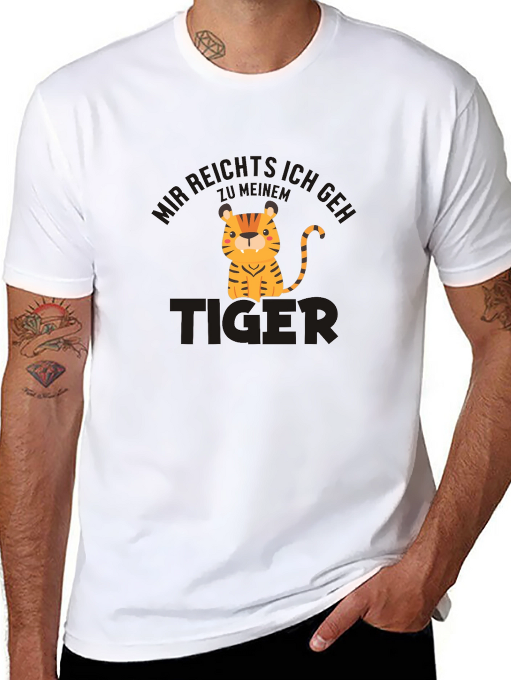 Cartoon Tiger Graphic Black T-Shirt