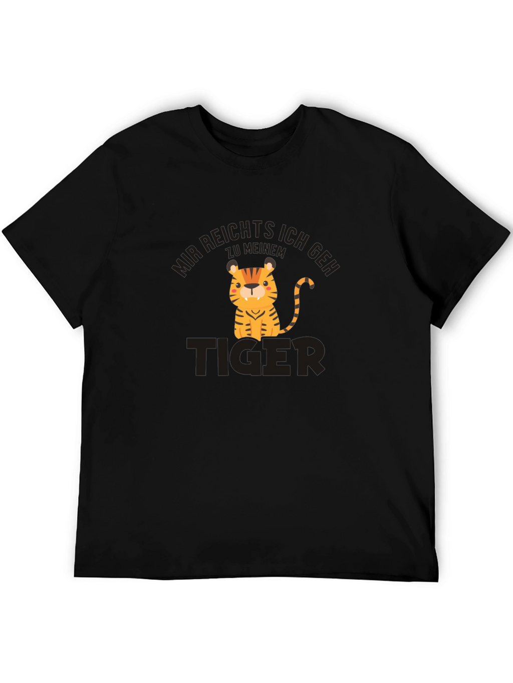 Cartoon Tiger Graphic Black T-Shirt