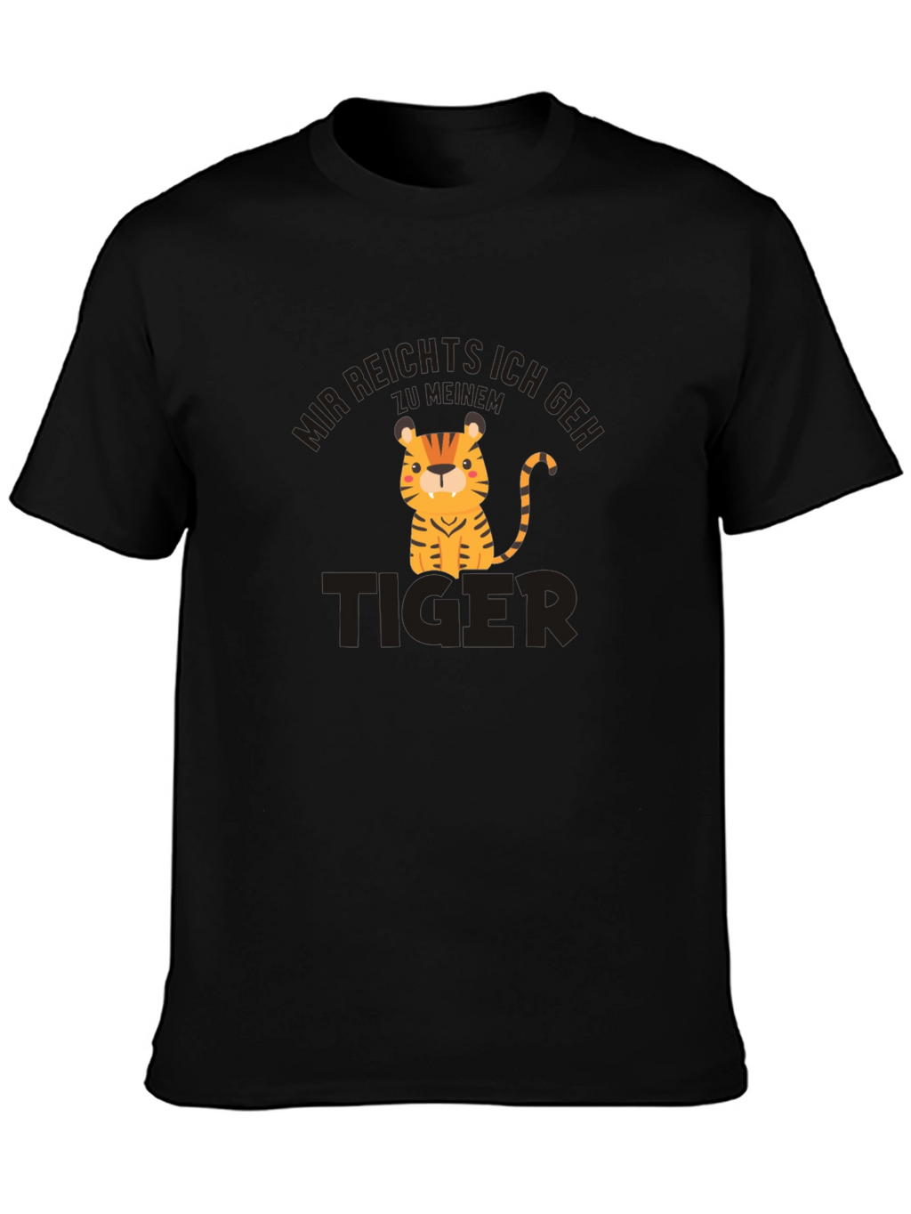 Cartoon Tiger Graphic Black T-Shirt