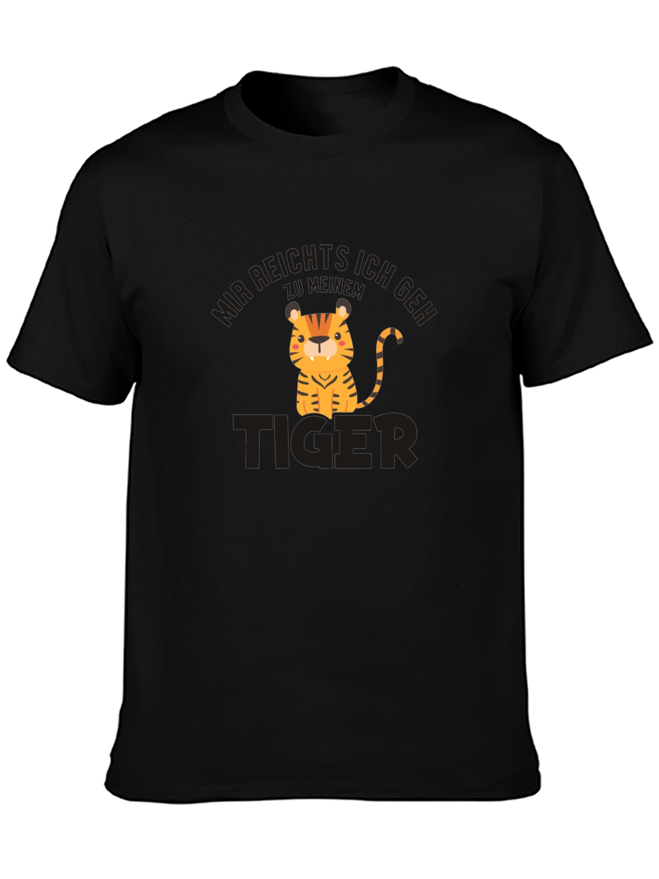 Cartoon Tiger Graphic Black T-Shirt