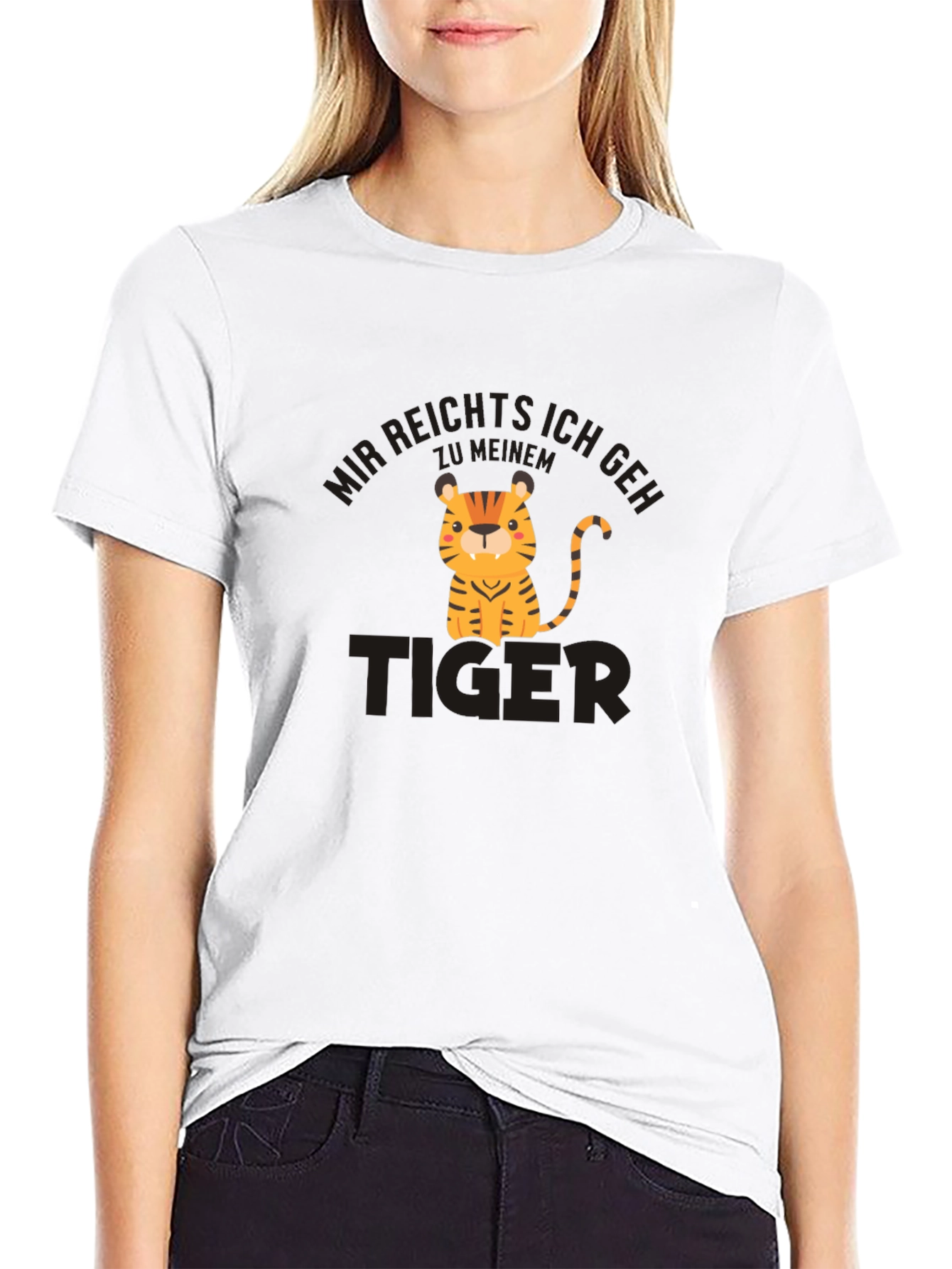 Cartoon Tiger Graphic Black T-Shirt