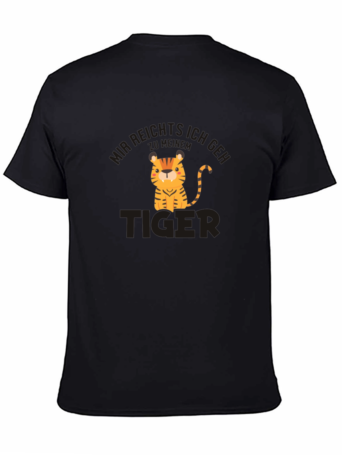 Cartoon Tiger Graphic Black T-Shirt
