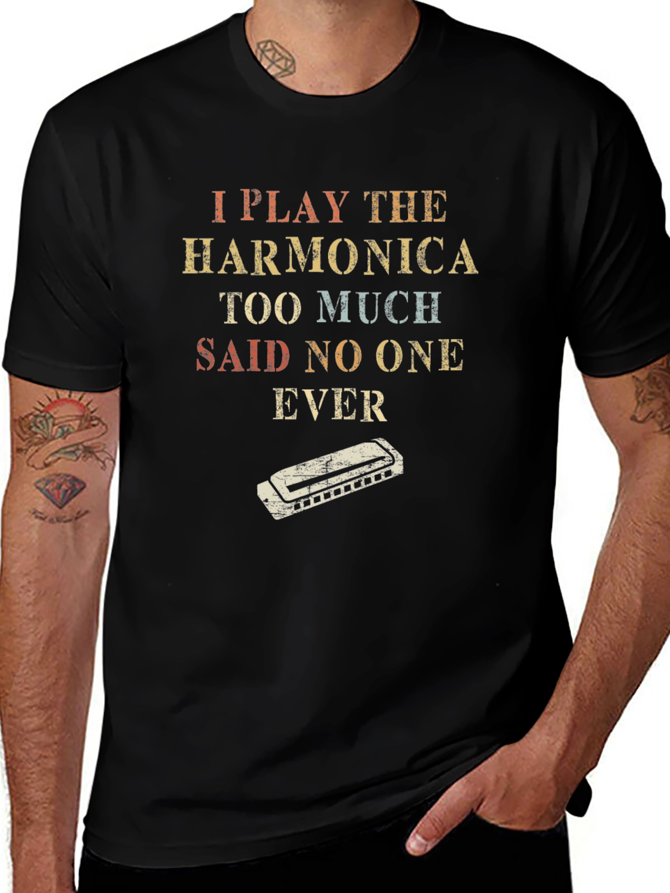 Harmonica Player T-Shirt - Funny Music Tee