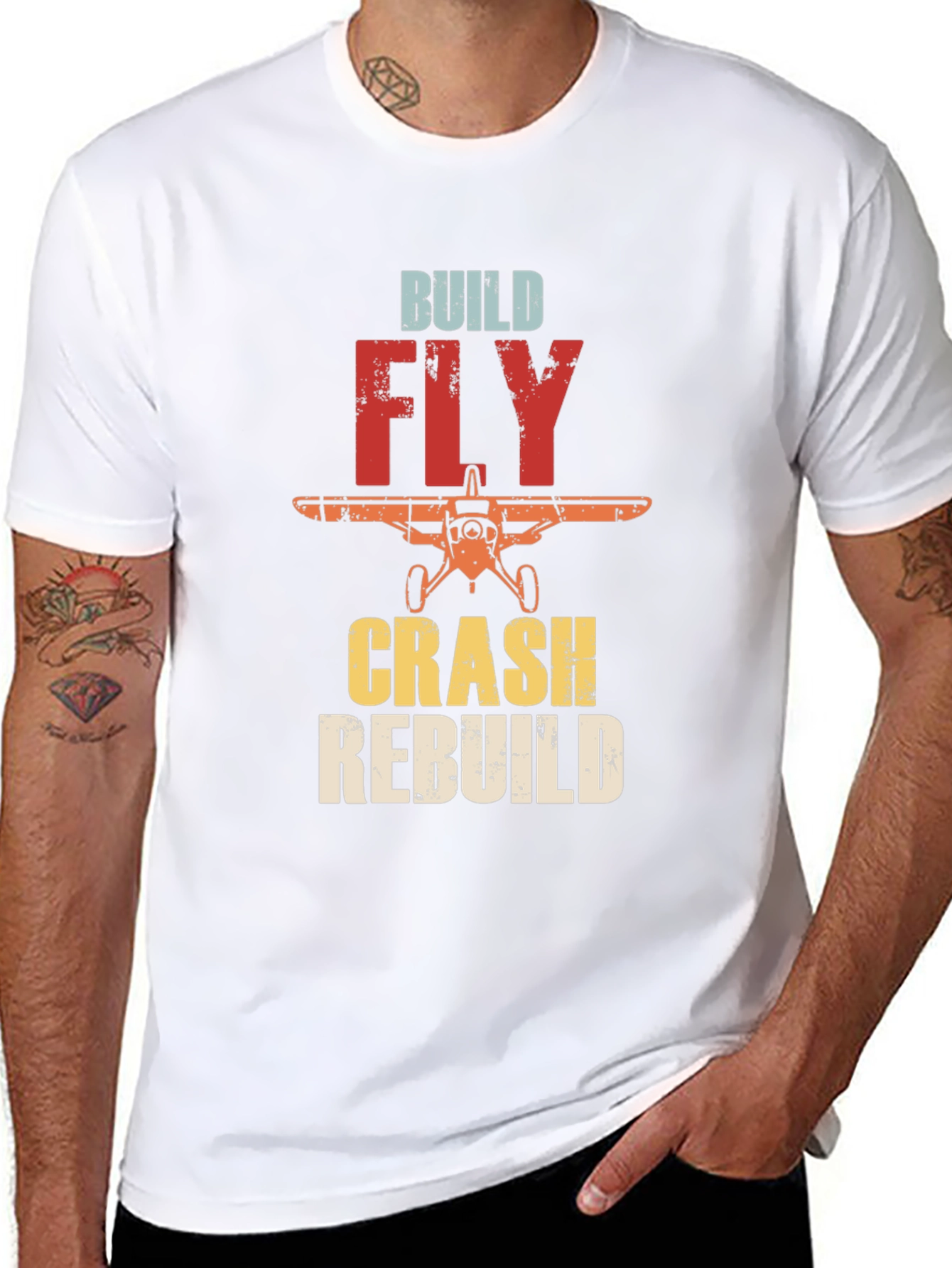 Build Fly Crash Rebuild Airplane T-Shirt